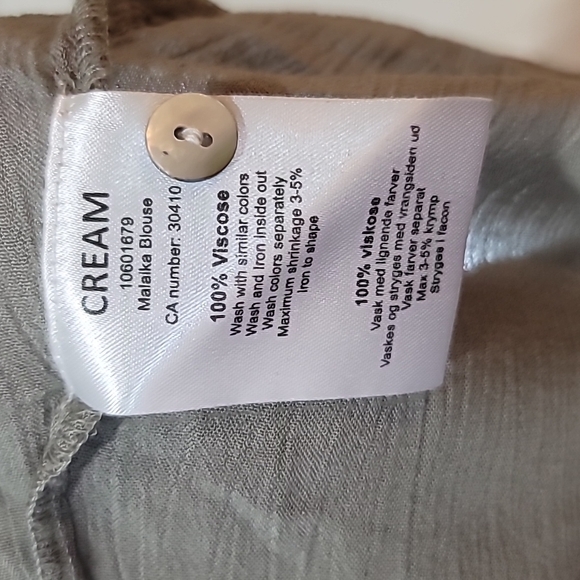 NWT CREAM 100% Viscose Crepe Like Button Down Utility Shirt Lightweight - Picture 7 of 7